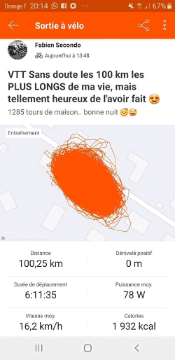 il fait 100 km de VTT dans un jardin