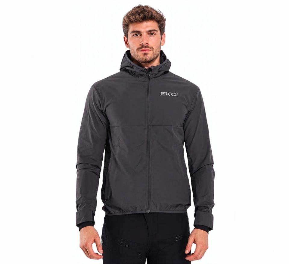 Veste coupe-vent VTT Ekoï Pocket Roam grise